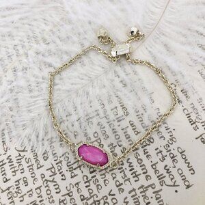 Kendra Scott Elaina Purple Pearl Gold Adjustable Chain Bracelet